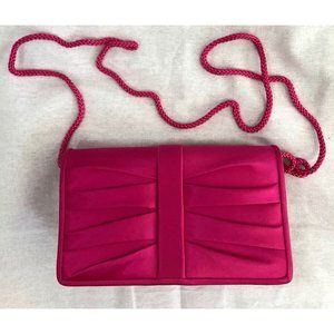 NWOT La Regale Bag Clutch Pink Pleated Flap Closure Magnetic Snap Satin Lined